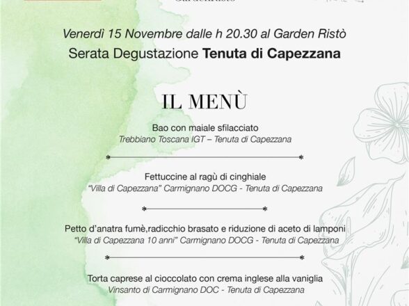 Serata degustazione evento Tenuta di Capezzana 15 Novembre 2024